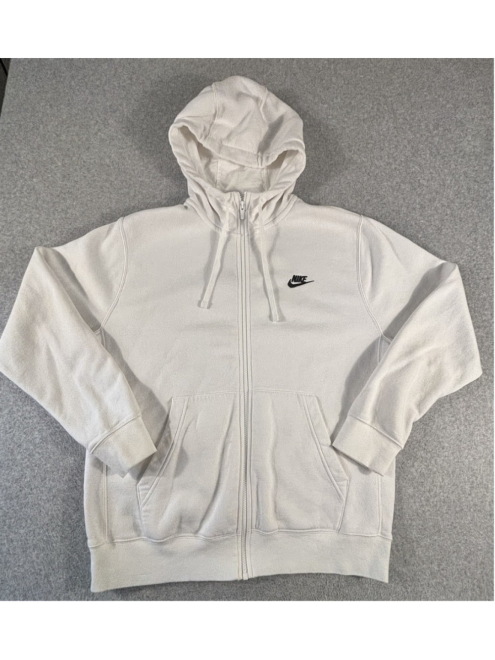 Nike Club Fleece‎ Full Zip Hoodie Mens L White BV2645-100 Sweatshirt Jacket